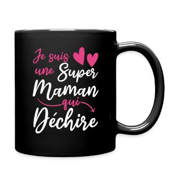 Super Mom Mommy Mama France French Mother's Day - Full Colour Mug - black - Right