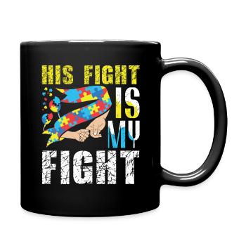 Son Fight My Blue Puzzle Sensibilisation à l’autisme - Mug uni - noir - Droite
