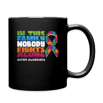 Family Nobody Alone Blue Puzzle Autism Awareness - Full Colour Mug - black - Right