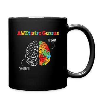 Genius Brain Puzzle Autism Awareness - Full Colour Mug - black - Right