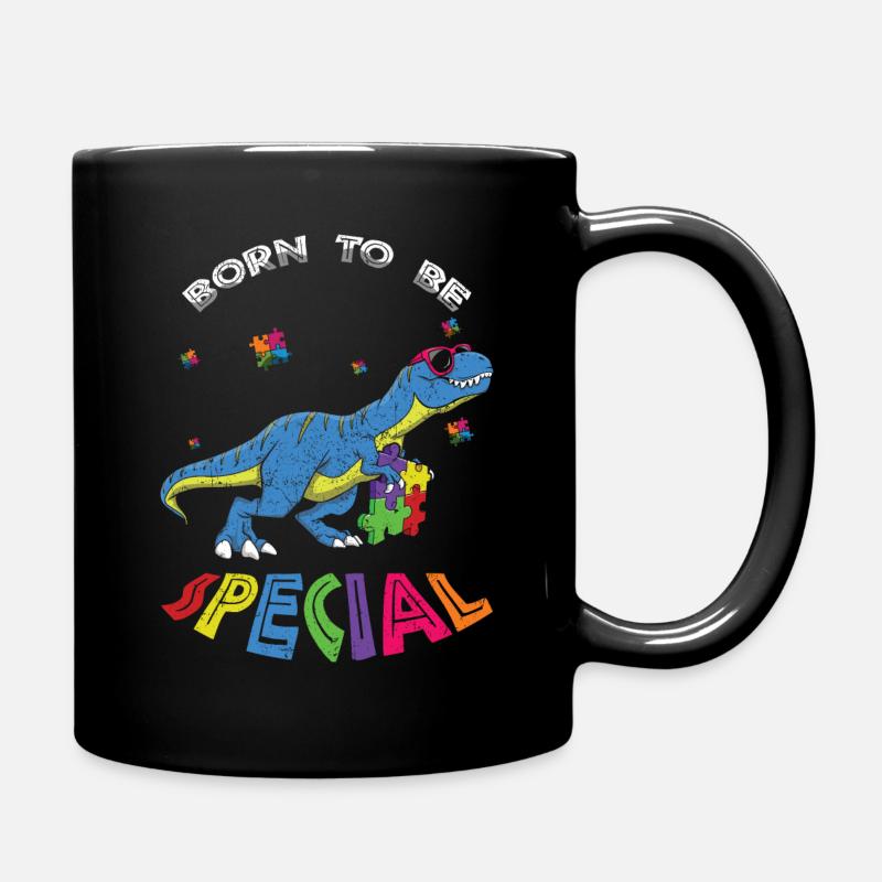 Born Special Dinosaur Puzzle Autism Awareness - Mug uni - noir