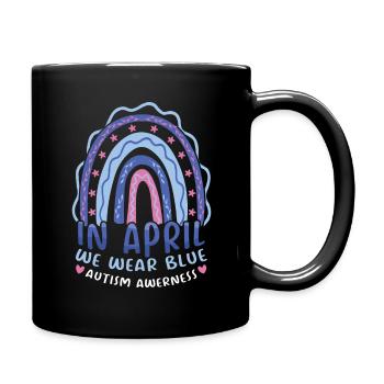 In April Blue For Autism Awareness Month - Full Colour Mug - black - Right
