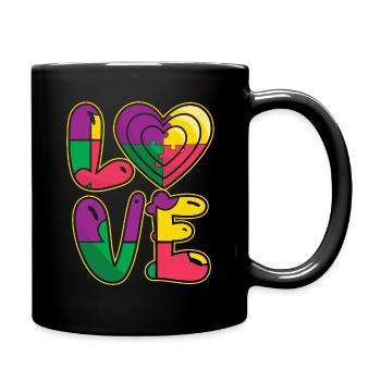 Unterstützung Liebe Puzzle Bunte Autismus Bewusstsein - Tasse einfarbig - Schwarz - Rechts