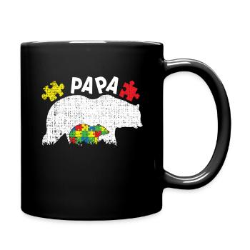 Autism Dad Bear Puzzle Colorful Autism Awareness - Full Colour Mug - black - Right
