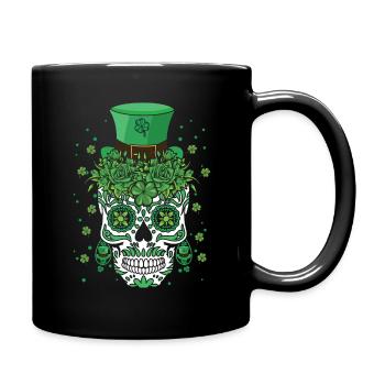 Dia De Los Muertos St Patty's Day Irish Flower - Full Colour Mug - black - Right