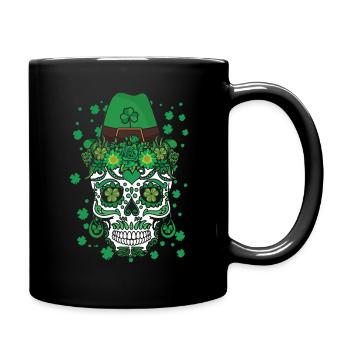 El Dia De Los Muertos St Patty's Day Irish Flower - Full Colour Mug - black - Right