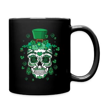 St Patty's Day El Dia De Los Muertos Irish Flower - Full Colour Mug - black - Right
