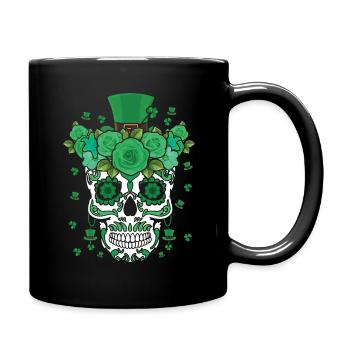 St Patty's Day Dia De Los Muertos Irish Flower - Full Colour Mug - black - Right