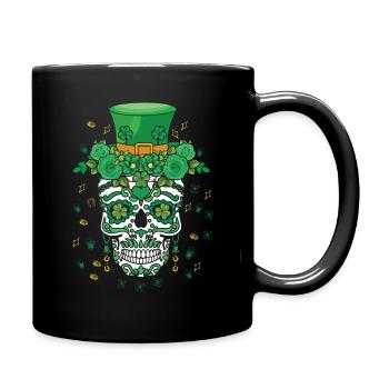 Dia De Los Muertos St Patty's Day Irish Flower - Full Colour Mug - black - Right