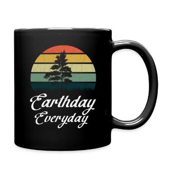 Planet Oceans Day Retro Vintage Earth Day - Full Colour Mug - black - Right