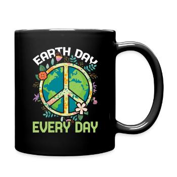 Oceans Day Peace Everyday Earth Day - Full Colour Mug - black - Right