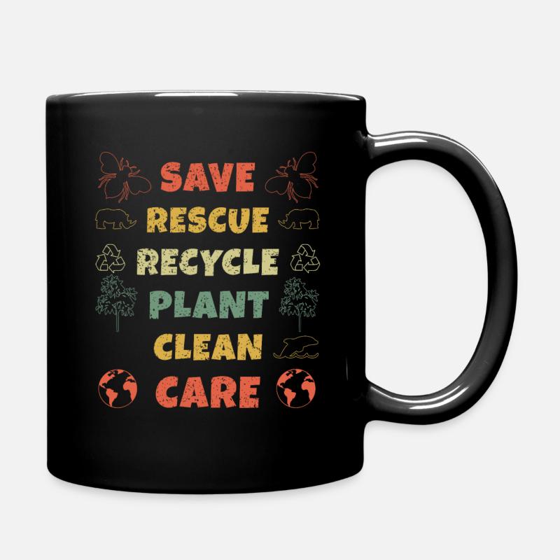Retro Bee Save Nature Oceans Day Tag der Erde - Tasse einfarbig - Schwarz