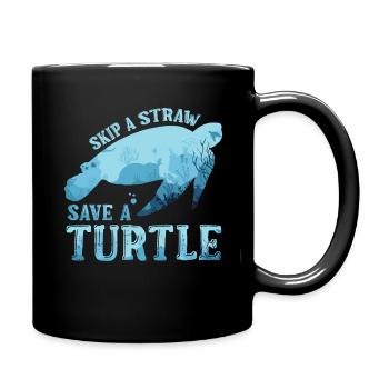 Save Turtle Save Nature Oceans Day Earth Day - Full Colour Mug - black - Right