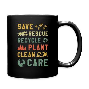 Retro Vintage Biene Save Nature Oceans Day Tag der Erde - Tasse einfarbig - Schwarz - Rechts