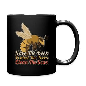 Save Bees Clean Save Nature Oceans Day Earth Day - Tasse einfarbig - Schwarz - Rechts