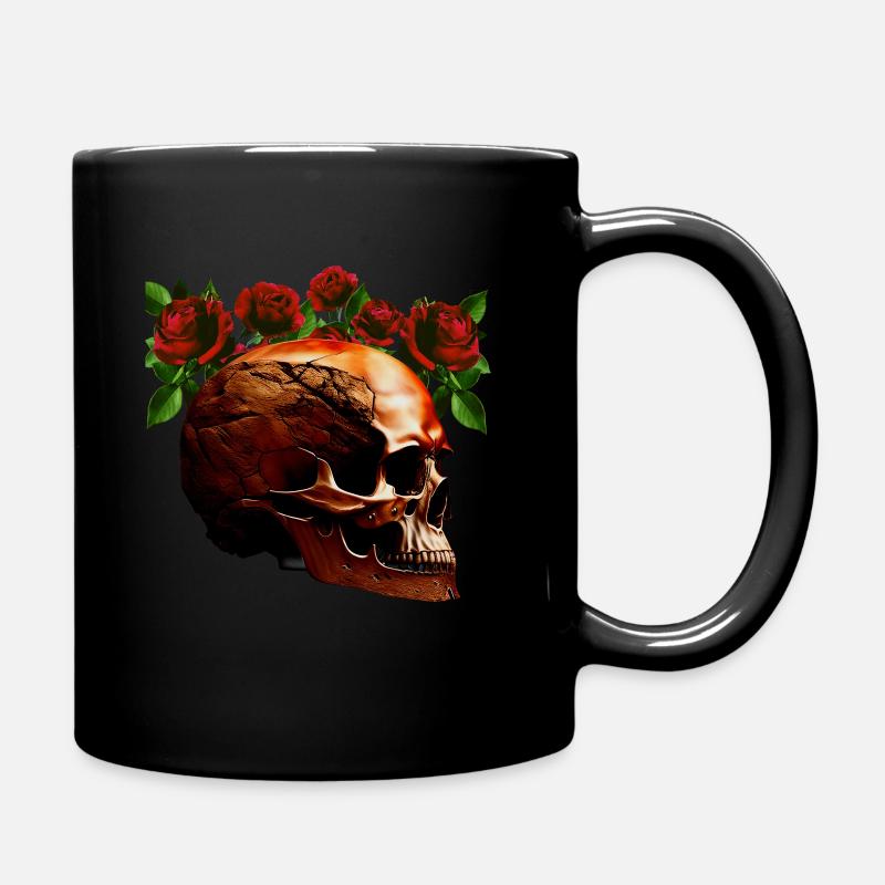 Skull with rosary - Full Colour Mug - black