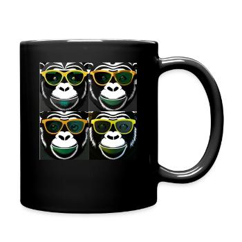 4 hyper stylish chimpanzee with glasses and cap - Full Colour Mug - black - Right