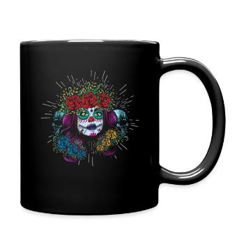 Muertos Tag der toten Zuckerblume La Catrina - Tasse einfarbig - Schwarz - Rechts