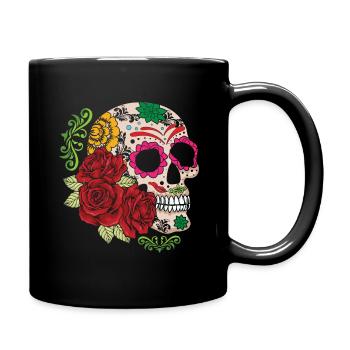 Halloween Rose Muertos Day Of Dead Sugar Bone - Full Colour Mug - black - Right