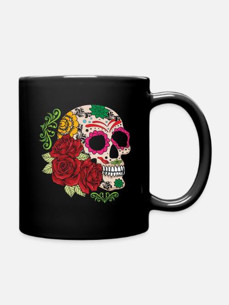 Halloween Rose Muertos Jour de l’os de sucre mort - Mug uni - noir