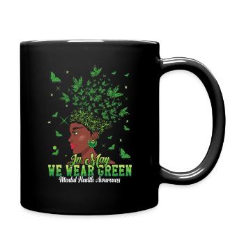 May Green Mental Health Awareness Month Butterfly - Full Colour Mug - black - Right
