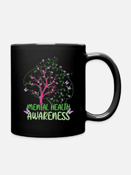 Mental Health Awareness Month May Green - Full Colour Mug - black