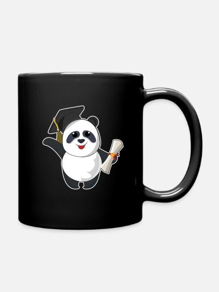 Panda Graduate Graduating 2023 Graduation - Full Colour Mug - black