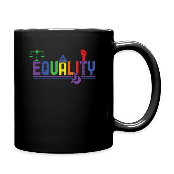 For Equality Gay LGBTQ Rainbow LGBT Pride Month - Full Colour Mug - black - Right