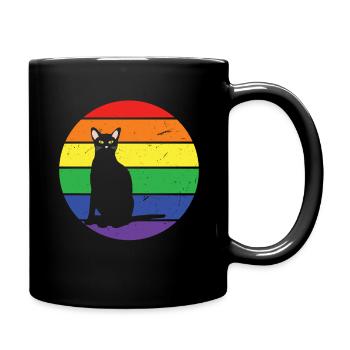 Rainbow Cat Gay LGBTQ Arc-en-ciel LGBT Mois de la fierté LGBT - Mug uni - noir - Droite