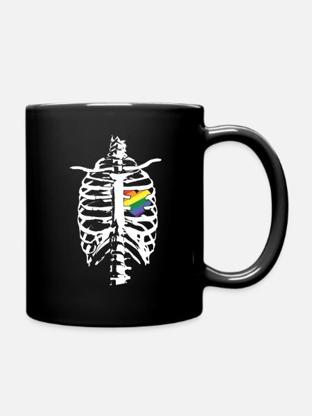 Skeleton Heart Gay LGBTQ Rainbow LGBT Pride Mois - Mug uni - noir