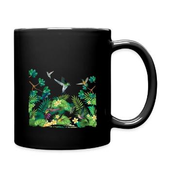 Tropical Birds Paradise Surf Hello Summer - Full Colour Mug - black - Right