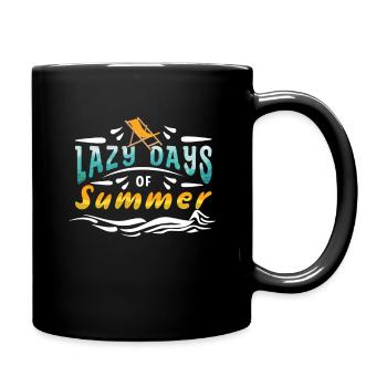Funny Lazy Summer Surf Hello Summer - Full Colour Mug - black - Right