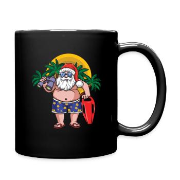 Weihnachten Juli Lustiger Weihnachtsmann Surfen Hallo Sommer - Tasse einfarbig - Schwarz - Rechts
