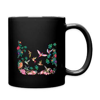 Tropical Birds Paradise Decor Surf Hello Summer - Full Colour Mug - black - Right