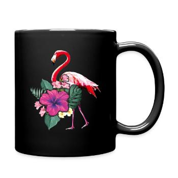 Tropical Flamingo Palm Tree Surf Hello Summer - Full Colour Mug - black - Right