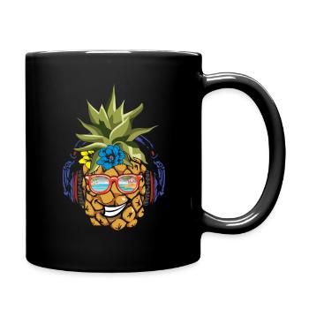 Funny Pineapple Surfing Surf Hello Summer - Full Colour Mug - black - Right
