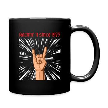 Rockin it since 1977 Heavy Metal Birthday Greeting - Full Colour Mug - black - Right