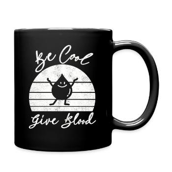 Be cool, give Blood! With Retro Sunset - Tasse einfarbig - Schwarz - Rechts