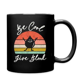 Be cool, give Blood! With Retro Sunset - Tasse einfarbig - Schwarz - Rechts