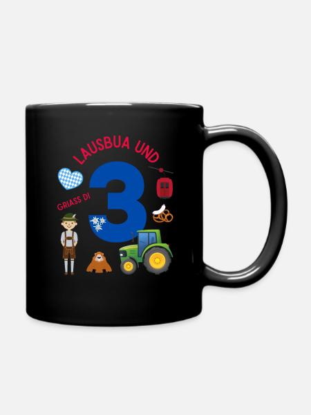 Lausbua und 3 - Tasse einfarbig - Schwarz