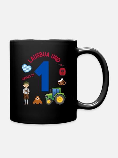 Lausbua und 1 - Tasse einfarbig - Schwarz