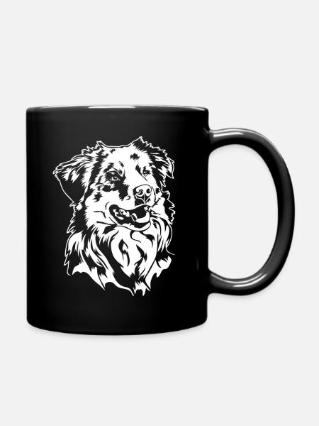 Australian Shepherd Aussie Portrait Hunde Wilsigns - Tasse einfarbig - Schwarz