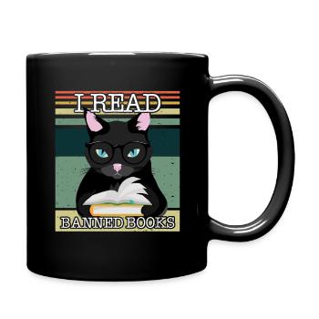 Lesen Verbotenes Buch Lustiger Buchliebhaber Lesen Sie Retro-Katze - Tasse einfarbig - Schwarz - Rechts