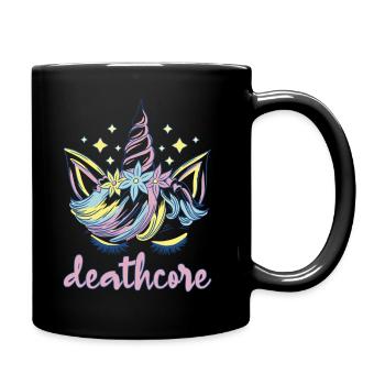Lustig Deathcore Einhorn Metalhead - Tasse einfarbig - Schwarz - Rechts