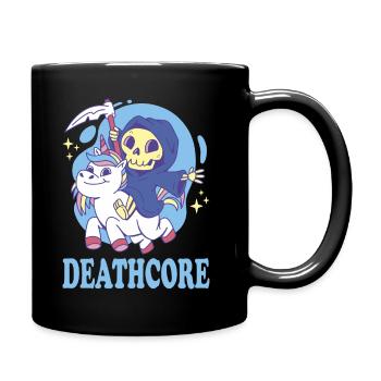 Lustig Deathcore Niedlicher Sensenmann Einhorn - Tasse einfarbig - Schwarz - Rechts