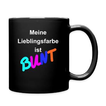 Meine Lieblingsfarbe ist BUNT (weiss/bunt) - Tasse einfarbig - Schwarz - Rechts