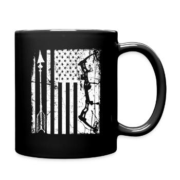 Outdoor Hunting American Flag Bow Arrow Target - Full Colour Mug - black - Right