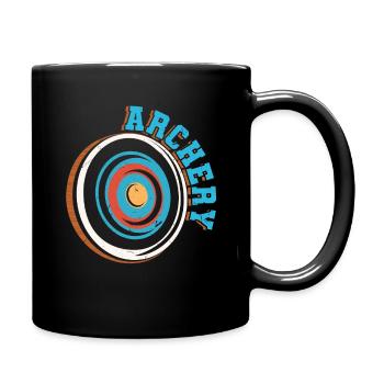 Retro Vintage Archery Hunting Target Bow Arrow - Full Colour Mug - black - Right