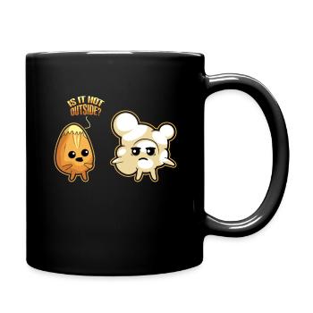 Funny Popcorn Hot Outside Hello Summer - Full Colour Mug - black - Right