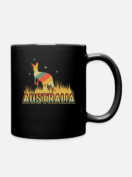 Känguru Australien Retro Australien Tag Australien - Tasse einfarbig - Schwarz
